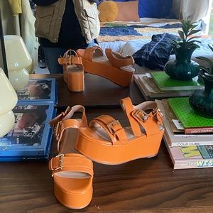 UO Orange Platform Sandals